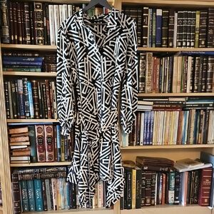 Geometric Black and White Dress